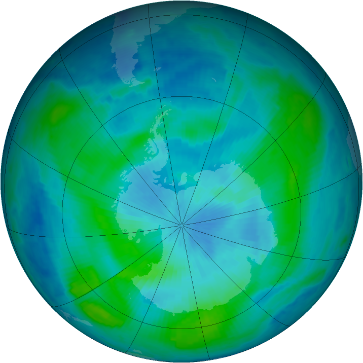 Antarctic ozone map for 02 March 1997